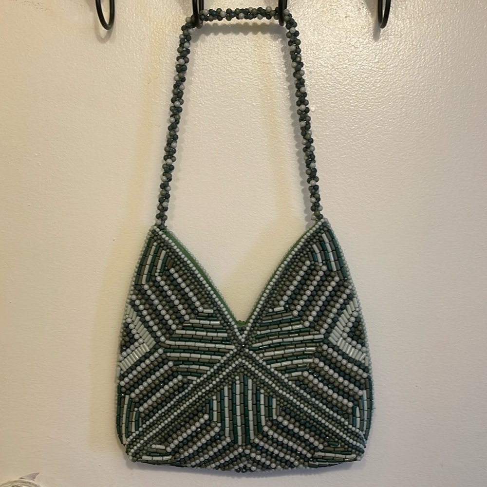 Viral beaded Olive/Mint Green Shoulder Bag from Lulla Collection
